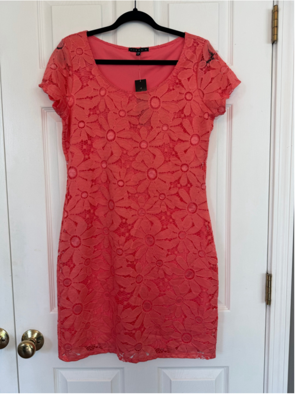 NEW *** Women's Tiana B. Floral Lace Mini Dress Coral Size M